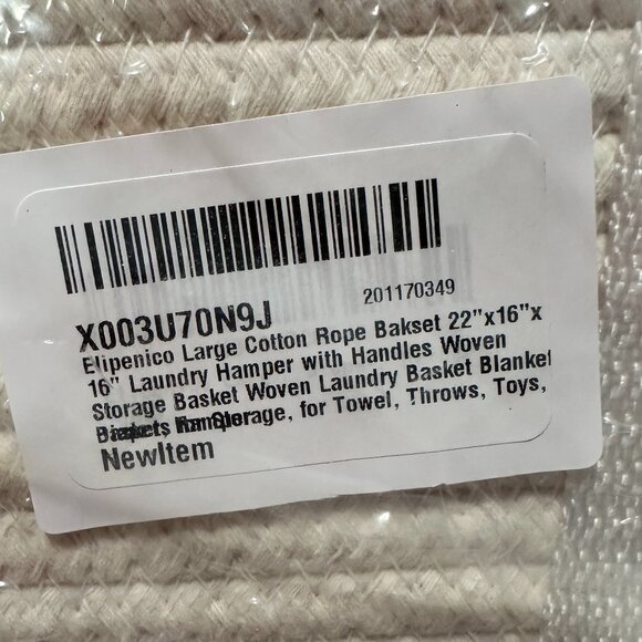 Brand New Large Blanket Basket 22"x16" Gray&Cream White - Picture 4 of 11